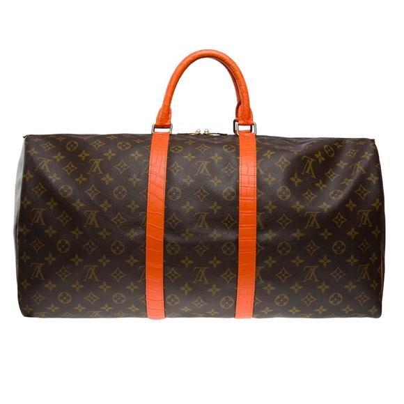 LOUIS VUITTON Customized Keepall 55 strap Travel bag with Orange Crocodile - Picture 3 of 9